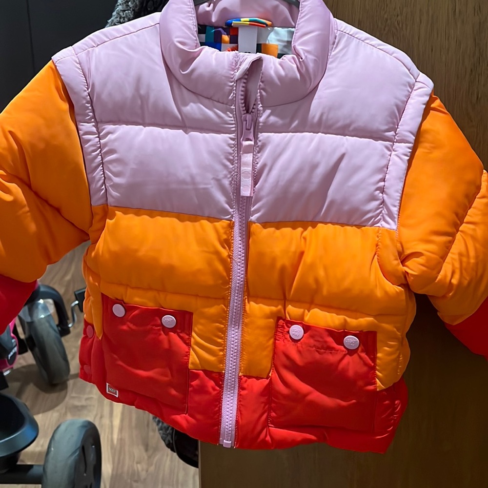 Target Kids Colorblock Puffer Jacket in Pink, Orange, Red